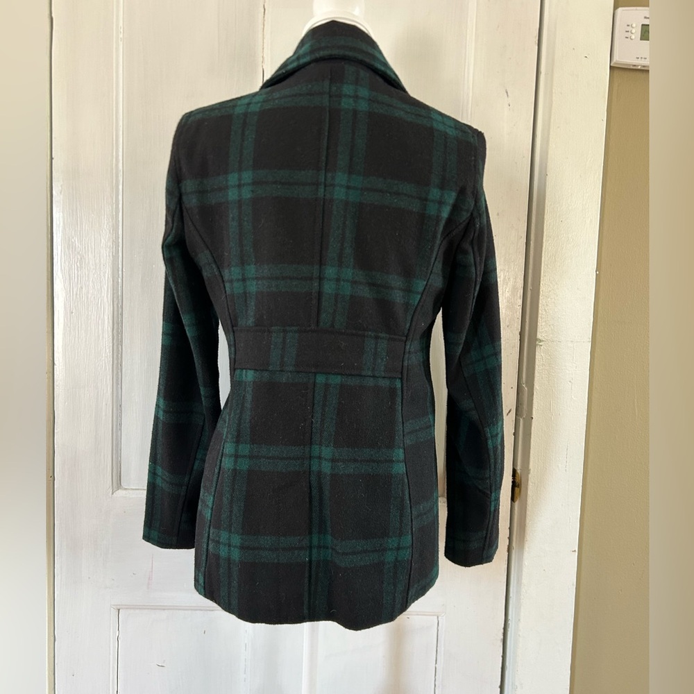 Women’s Old Navy Green and Black Plaid Peacoat size XS - Picture 3 of 7